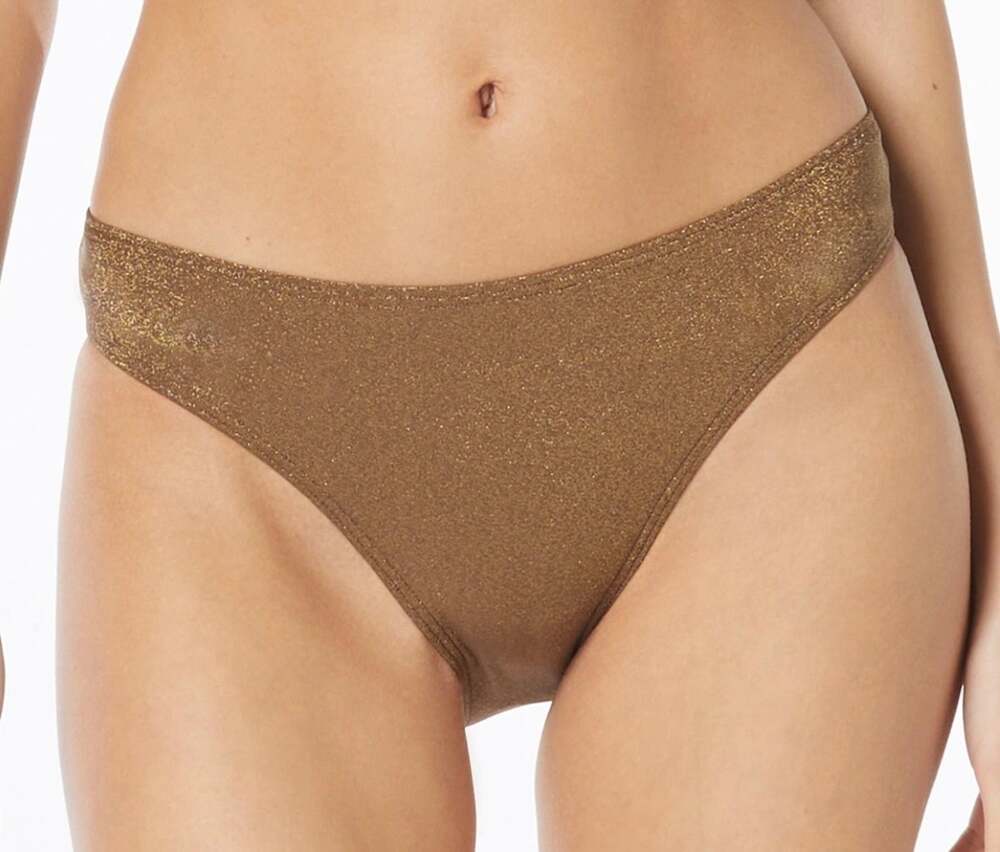 Vince Camuto Bronze Bronzed Goddess High Cut Bikini Swim Bottom L NWT